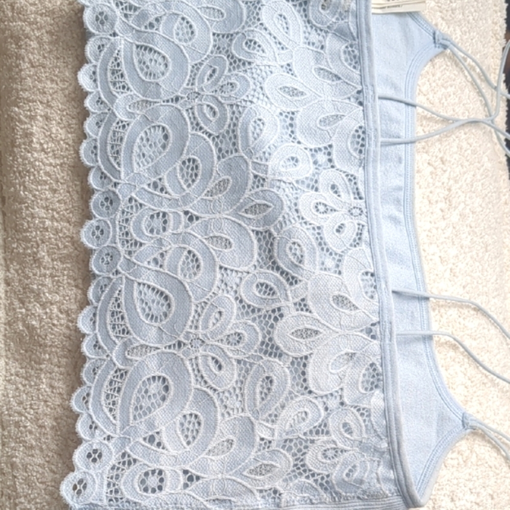 Light Blue Ribbed Crop Top - Picture 6 of 12
